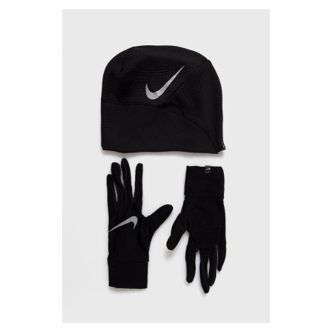 Čiapka a rukavice Nike čierna farba