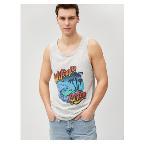 Koton Summer Theme, Sleeveless T-Shirt with Printed Crew Neck
