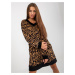 Camel and black loose velour dress with prints