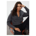 Trendyol Anthracite Crop Fur Detailed Knitwear Cardigan