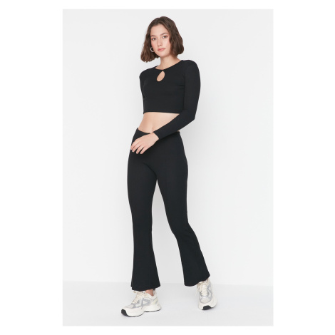 Trendyol Black Cut Out Detailed Ribbed Stretchy Knitted Bottom-Top Set