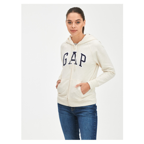 Béžová dámska mikina GAP Logo full-zip hoodie