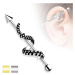 Piercing do ucha z ocele 316L - činka s guličkou a hrotom, rameno chobotnice - Farba piercing: Z
