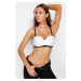 Trendyol White Micro Contrast Strap Lace Detail Knitted Bra