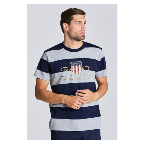 TRIČKO GANT D1. BAR STRIPE ARCHIVE SHIELD TEE GREY MELANGE