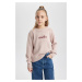 DEFACTO Girl's Crew Neck Printed Knitwear Sweater