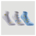 Detské športové ponožky RS 160 stredne vysoké biele a modré s logom 3 páry