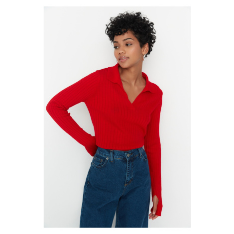 Trendyol Red Polo Neck Knitwear Sweater