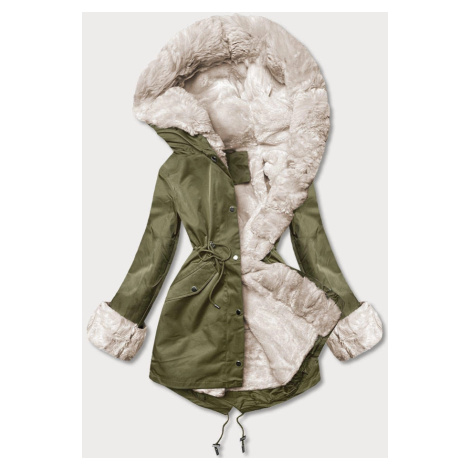 Bunda typu parka v army farbe s odnímateľnou kožušinovou podšívkou (5M763-136) J.STYLE