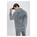 DEFACTO Comfort Fit Stand Collar Zippered Back Printed Washed Faded Effect Sweatshirt