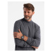 Ombre Men's knitted half-golf with viscose - grey melange