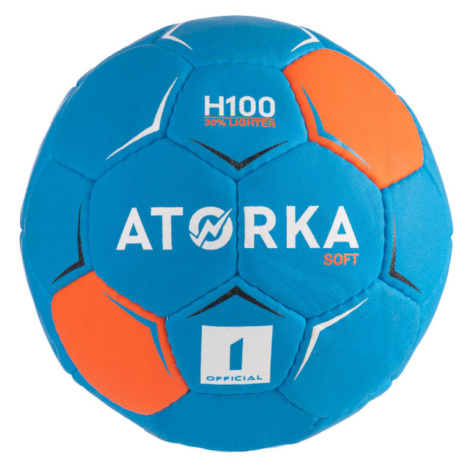Detská lopta na hádzanú H100 soft veľkosť 1 modro-oranžová ATORKA