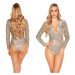 Sexy LeT s PaRTY V-Cut Glitter Bodysuit silver Einheitsgroesse