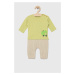 Detská bavlnená súprava United Colors of Benetton zelená farba