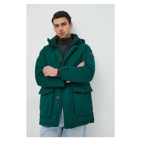 Páperová bunda Tommy Hilfiger pánska, zelená farba, zimná