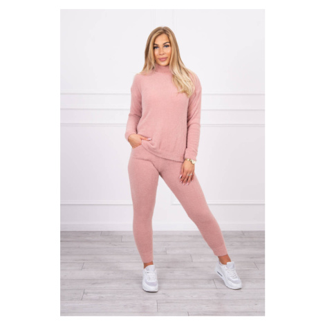 Two-piece alpaca sweater set dark powder pink