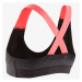 Dievčenská priedušná podprsenka s900 na cvičenie čierna s ružovými ramienkami