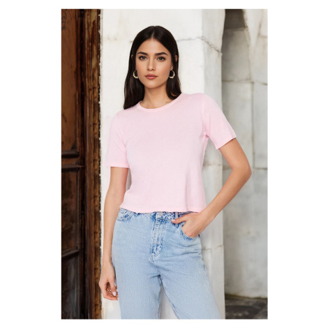 Trendyol Pink Crew Neck Knitwear T-Shirt