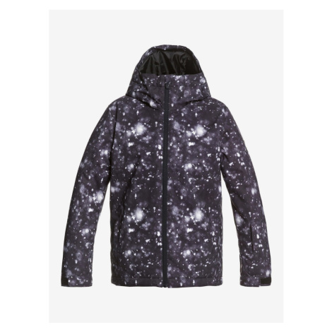 White-Black Boys Patterned Winter Jacket with Quiksilver Mission Hood - Boys