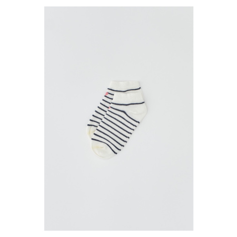 Dagi Ecru Girls' Stripe Socks-ek