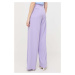 Nohavice Pinko dámske, fialová farba, široké, vysoký pás