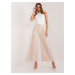 Light beige wide trousers with pockets