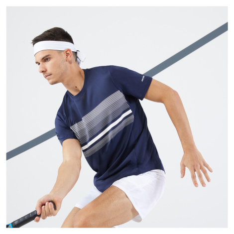 Pánske tenisové tričko Essential s krátkym rukávom tmavomodré ARTENGO