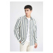 DEFACTO Regular Fit Polo Neck Cotton Striped Long Sleeve Shirt