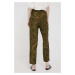 Nohavice Sisley dámske, zelená farba, rovné, vysoký pás