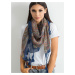 Scarf with fringe and dark blue print