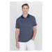 AC&Co / Altınyıldız Classics Men's Navy Blue-gray Comfort Fit Wide Cut Polo Collar Patterned T-S