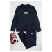 Trendyol Men's Navy Blue Regular Fit Printed Knitted Pajama Set