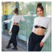 Sexy langarm crop sweater white Einheitsgroesse