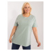 Plus size pistachio blouse with a round neckline