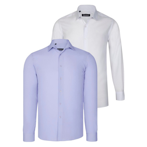 DUAL SET G726 DEWBERRY MENS SHIRTS-WHITE-LILAC