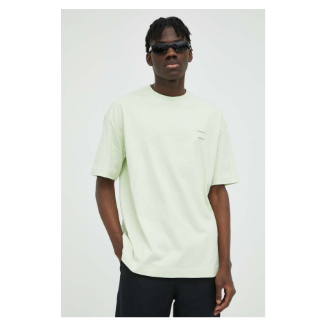 Bavlnené tričko Samsoe Samsoe JOEL zelená farba, jednofarebný, M22300126