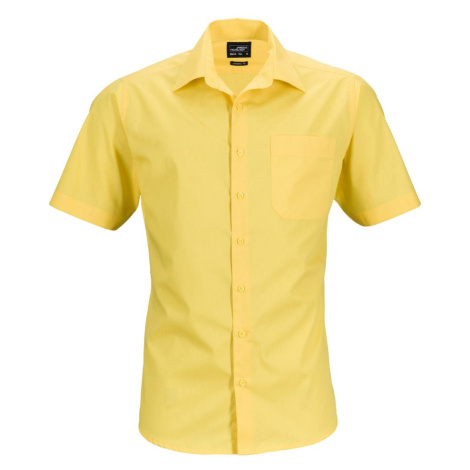 James & Nicholson Pánska košeľa s krátkym rukávom JN644 - Žltá