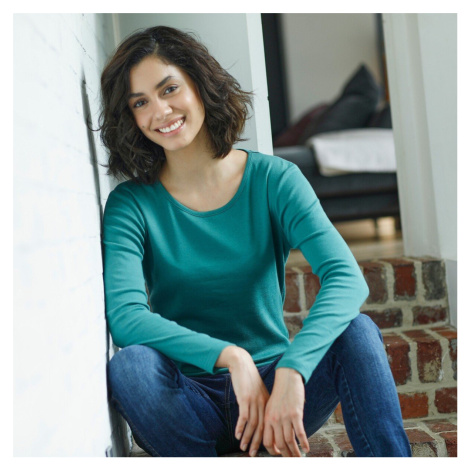 Jednofarebné tričko z bio bavlny s dlhými rukávmi Blancheporte