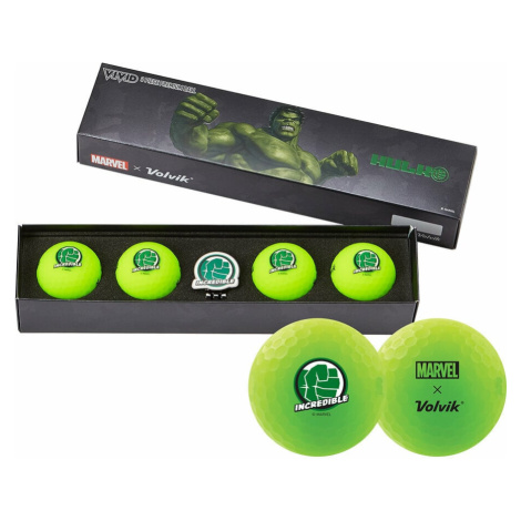 Volvik Vivid Marvel 2.0 4 Pack Golf Balls Hulk Plus Ball Marker Green