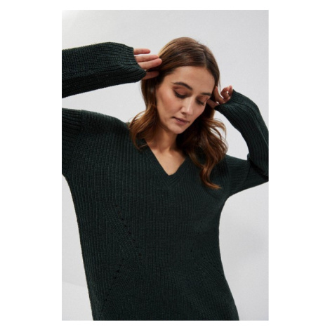 V-neck sweater - green Moodo