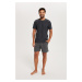 Men's pyjamas Abel, short sleeves, short legs - graphite/print