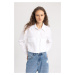 DEFACTO Crop Basic Poplin Basic Long Sleeve Shirt