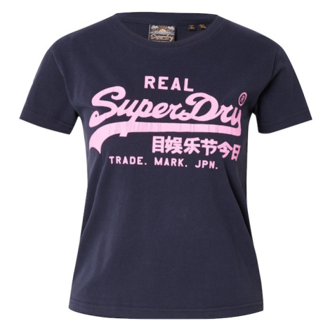 Superdry Tričko  námornícka modrá / neónovo fialová