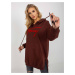 Dark brown long kangaroo sweatshirt with inscription