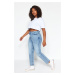 Trendyol Curve Modrá vysoký pás Ďalšie funkcie Nedostupné džínsy Mom Plus Size