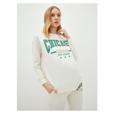 LC Waikiki Crew Neck Printed Long Sleeve Maternity Sweatshirt