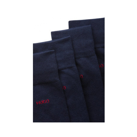 Hugo Súprava 2 párov vysokých pánskych ponožiek 2P Rs Uni Cc 50448250 Tmavomodrá Hugo Boss