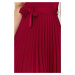 LILA - Dámske plisované šaty v bordovej farbe s krátkymi rukávmi 311-11