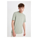 DEFACTO Men's Green New Regular Fit Regular Cut Crew Neck Cotton Short Sleeve Basic T-Shirt