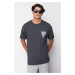 Trendyol Anthracite Oversize/Wide Cut City Printed 100% T-Shirt